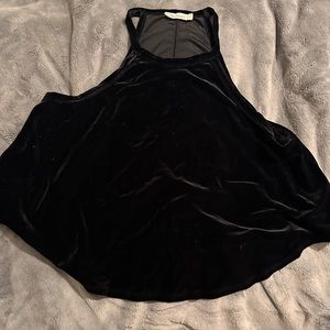 Black velvet halter Tank Top
